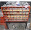 Image 2 : ORANGE METAL 40 BIN PARTS HOLDER WITH BLACK STAND