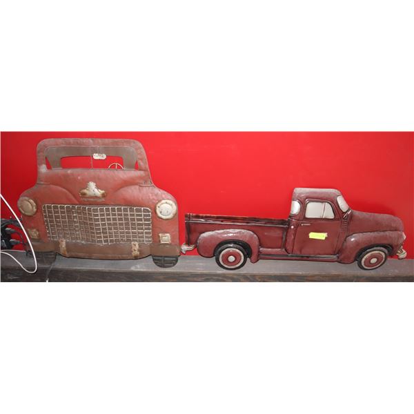 TWO METAL TRUCK ORNAMENTAL PICTURES