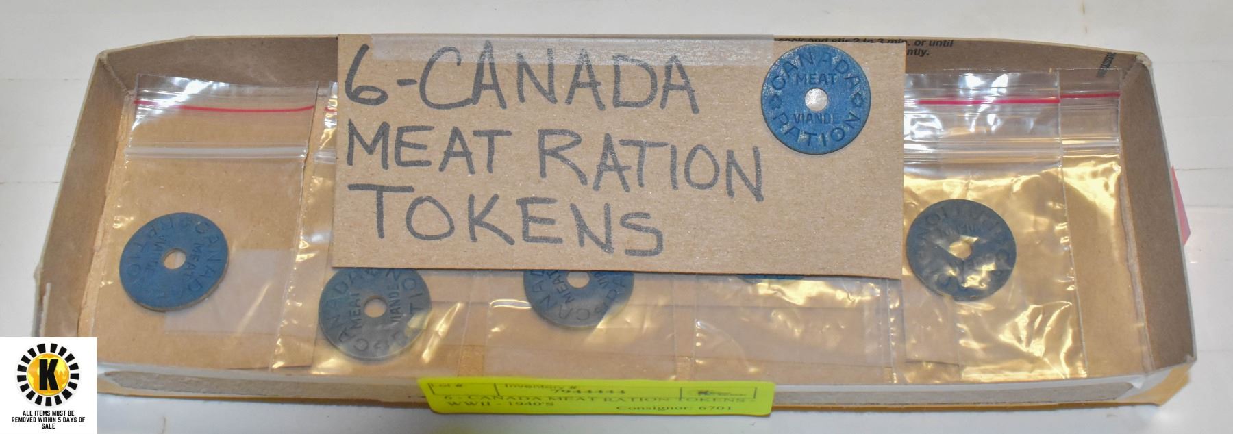 6 - CANADA MEAT RATION TOKENS - WWII - 1940'S