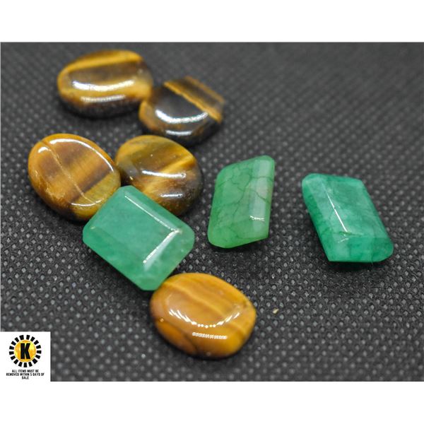 #58-GENUINE GREEN JADEITED & TIGER EYE 78.80 CT