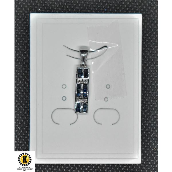 #268-NATURAL HEATED SAPPHIRE & WHITE TOPAZ PENDANT