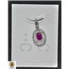 Image 1 : #263-NATURAL HEATED RUBY & CZ PENDANT
