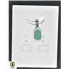 Image 1 : #250-NATURAL UNTREATD GREEN EMERALD & CZ  PENDANT