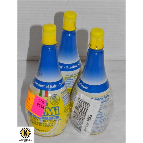 NEW SET OF 3 LIMMI PREMIUM LEMON JUICE + LEMON OIL