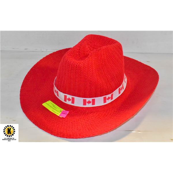 CANADIAN RED STRAW HAT O/S