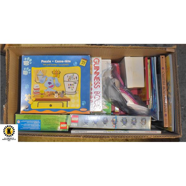 CHILDRENS BOOKS & GAMES- ASSORTED LOT