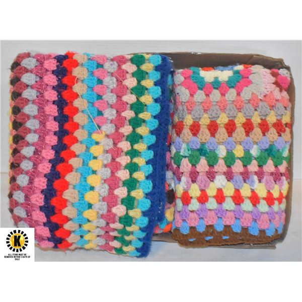 CROCHET BLANKETS- SET OF 2- SIZED 36X22 & 53X40