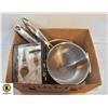 Image 1 : BOX OF HOUSEHOLD INCLUDING POTS N PANS AND