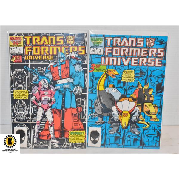 MARVEL TRANSFORMERS UNIVERSE #3, 4 COMIC LOT