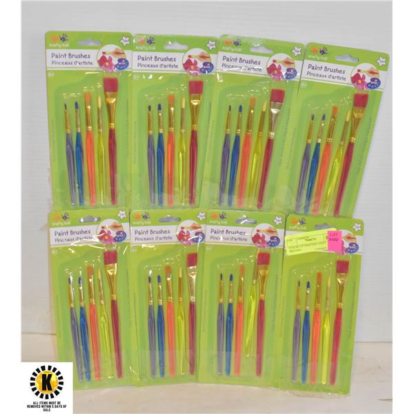 8 PACKS OF CRAFTING PAINT BRUSHES