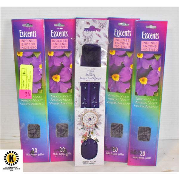 5 PACKS OF AFRICAN VIOLET INCENSE WITH HOLDER