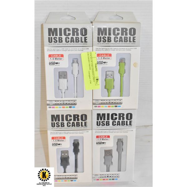 4 PACKS OF USB CHARGE CABLE FOR SMART PHONE
