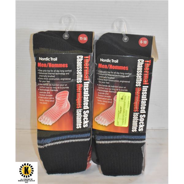 2 PACKS OF 2 MENS NORDIC TRAIL THERMAL SOCKS