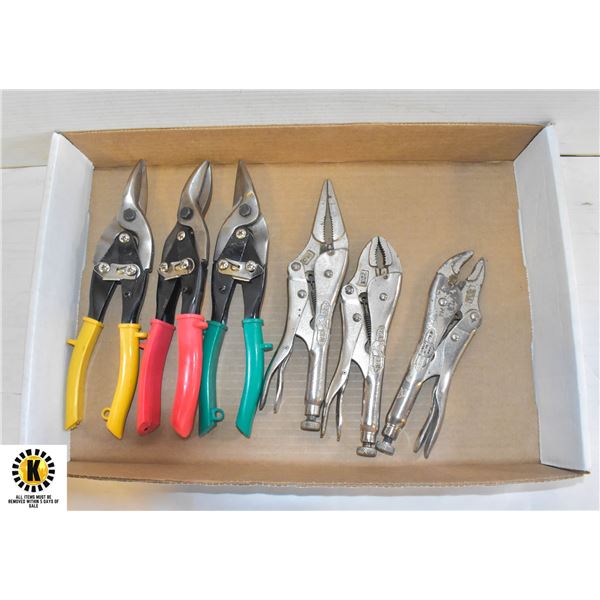 FLAT OF VISE-GRIPS & TIN SNIPS