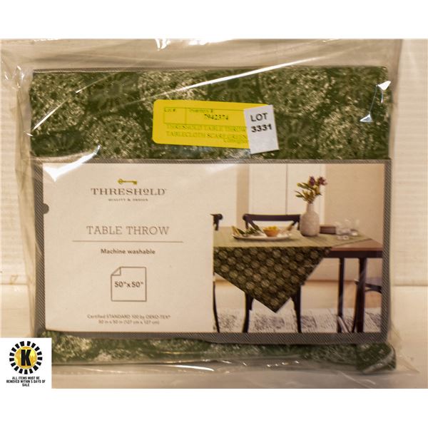 THRESHOLD TABLE THROW TABLECLOTH SCARF GREEN