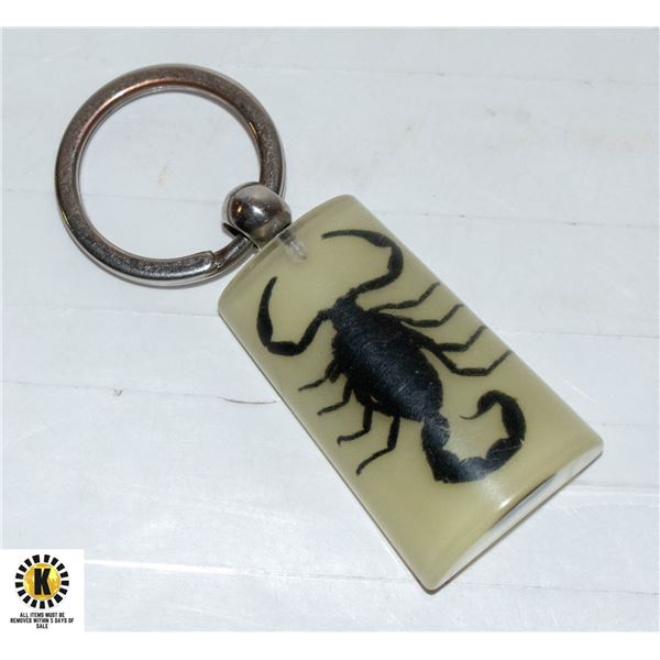 REAL SCORPION ENCASED GLOW IN THE DARK KEYCHAIN