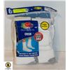 Image 1 : WHITE CREW SOCKS,SIZE 12-16,6-PACK
