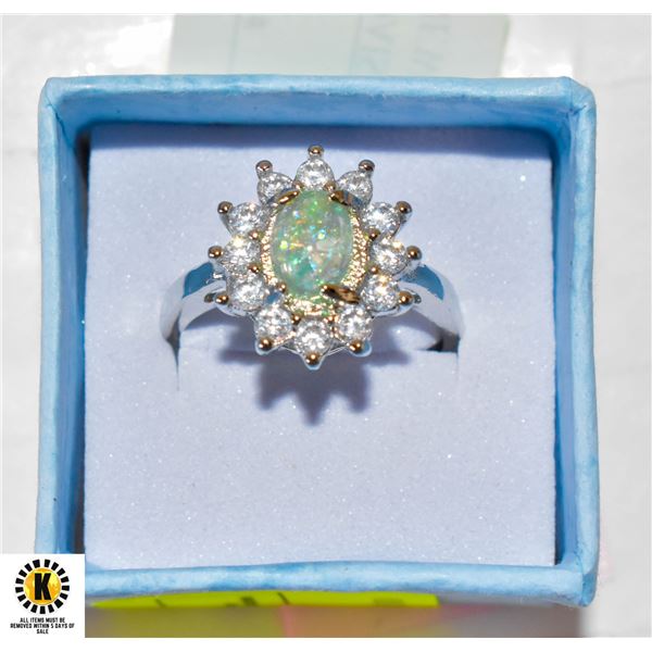 DAISY GREEN OPAL RING SIZE 9 NEW