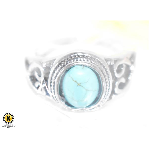 SAILIMUE STAINLESS STEEL TURQUOISE RING SIZE 9