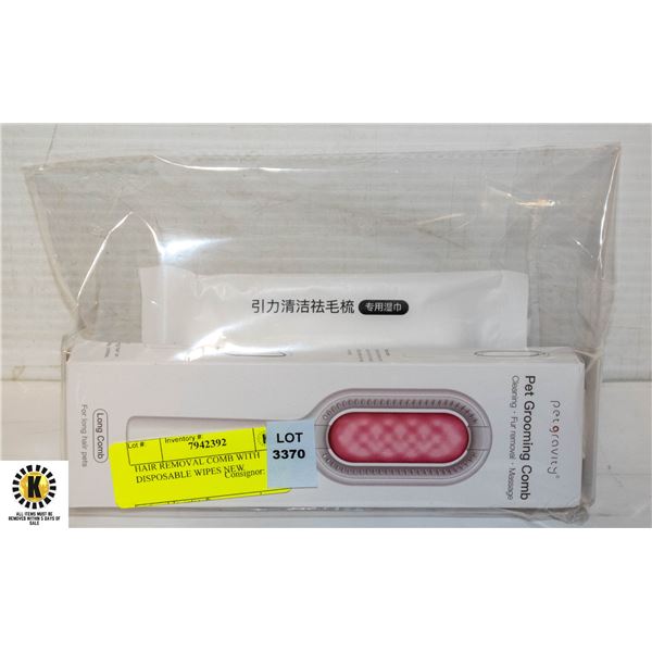HAIR REMOVAL COMB WITH DISPOSABLE WIPES NEW