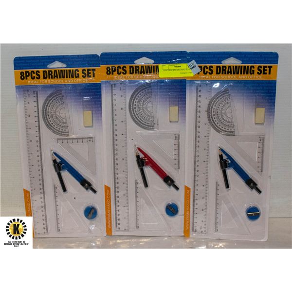 3 PACKS OF 8PC DRAWING SETS