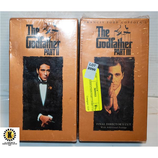 THE GODFATHER PART 2 PART 3 VHS