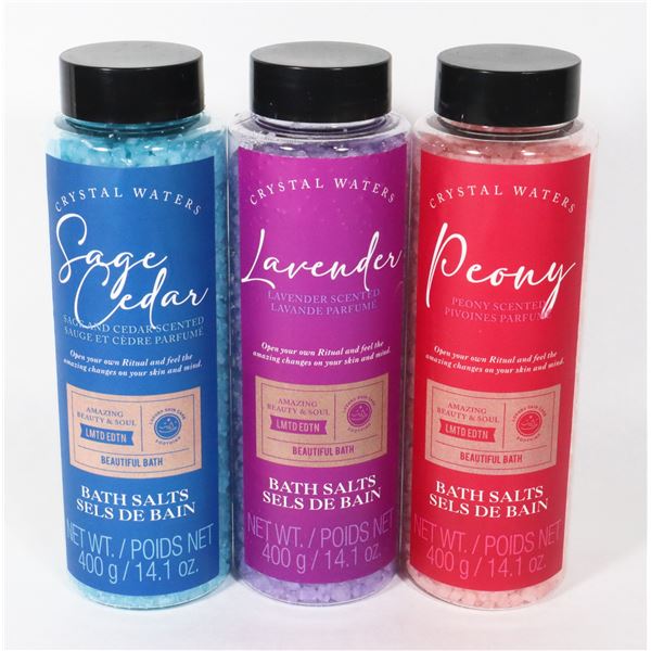 THREE NEW BATH SALTS (400G EACH)