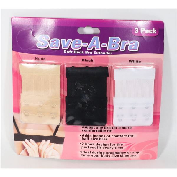 NEW 3 PACK SAVE A BRA SOFT BACK BRA EXTENDER