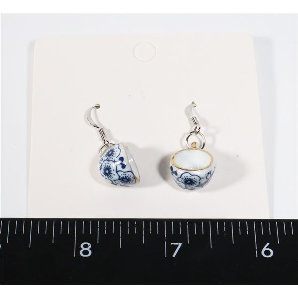 NEW TEA CUP THEME DROP EARRINGS