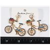 Image 1 : NEW BLUE BICYCLE DROP EARRINGS