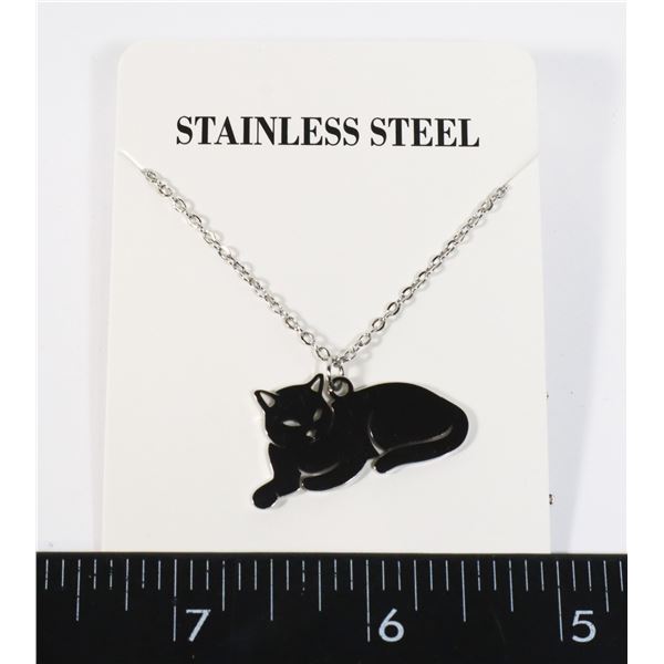 NEW STAINLESS STEEL CAT PENDANT AND CHAIN