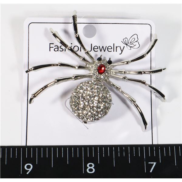 NEW RHINESTONE SPIDER BROOCH