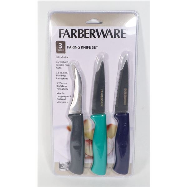 NEW FARBERWARE 3PC PARING KNIFE SET