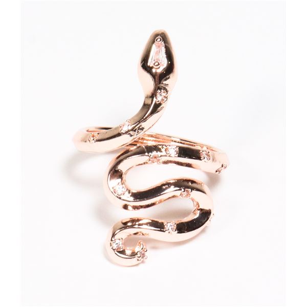 NEW ROSE GOLD TONE RHINESTONE SNAKE RING SIZE 7