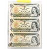 Image 1 : 3 UNCUT 1973 CANADIAN 1 DOLLAR BILLS