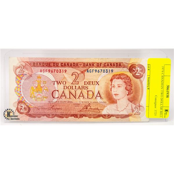 1974 CANADIAN TWO DOLLAR BILL