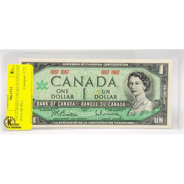 1967 CANADA UNCIRCULATED ONE DOLLAR BILL
