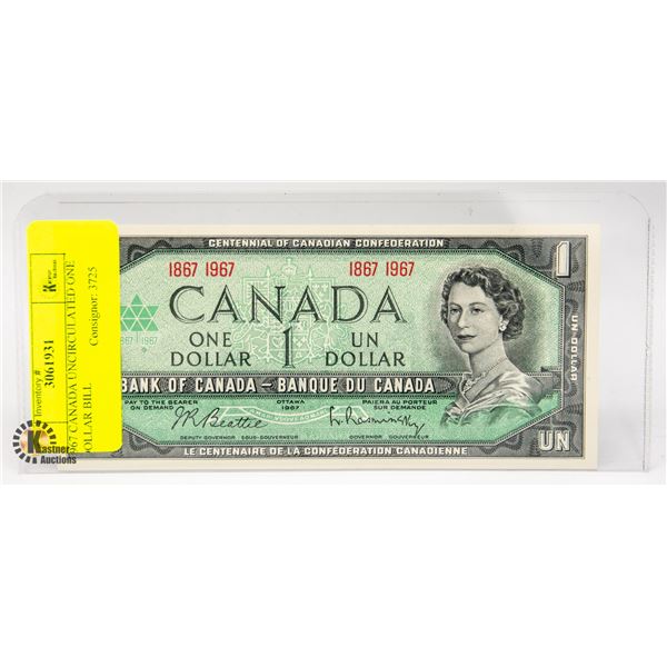 1967 CANADA UNCIRCULATED ONE DOLLAR BILL