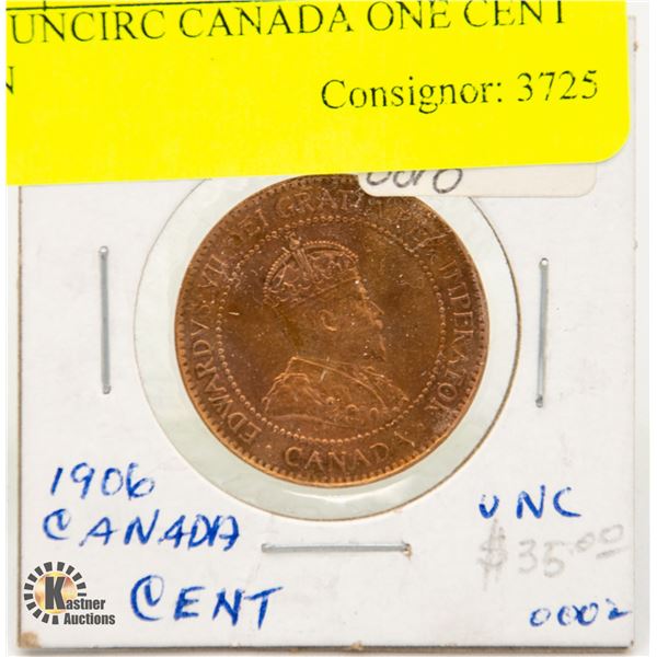 1906 UNCIRC CANADA ONE CENT COIN