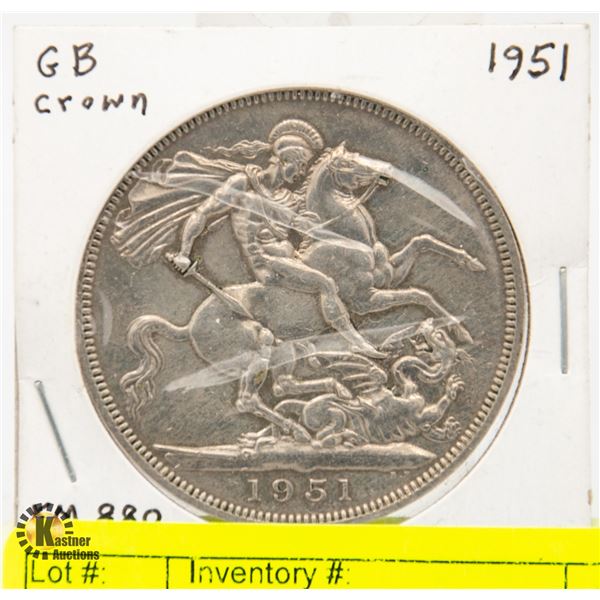 1951 UK 1 CROWN COIN