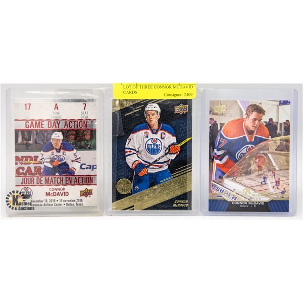 LOT OF THREE CONNOR MCDAVID CARDS