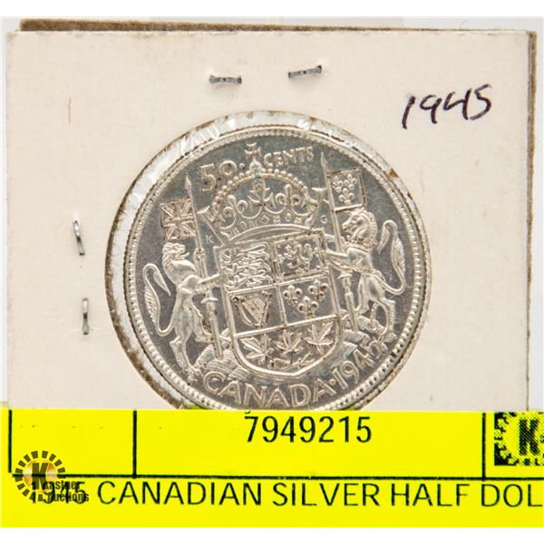 1945 CANADIAN SILVER HALF DOLLAR