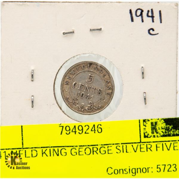 1941 NFLD KING GEORGE SILVER FIVE CENT