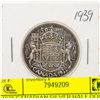 Image 1 : 1939 CANADIAN SILVER HALF DOLLAR