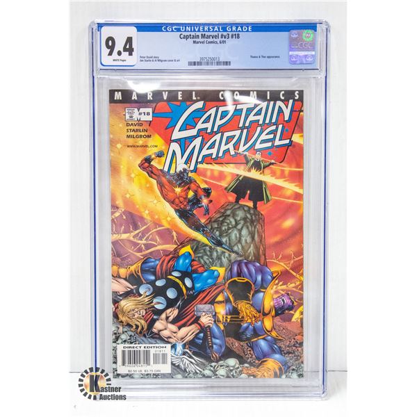 CGC CERTIFIED 9.4  CAPTAIN MARVEL #V3  #18