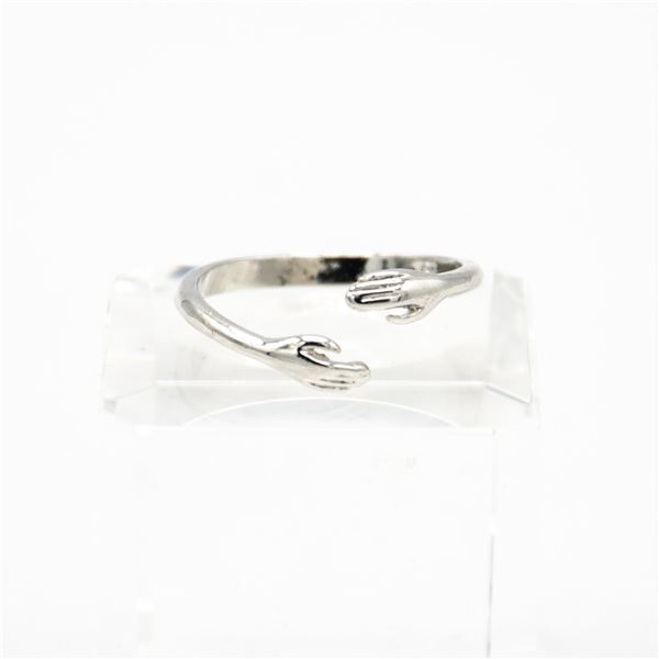 925 SILVER "HUG" RING ADJUSTABLE BAND IN GIFT BOX