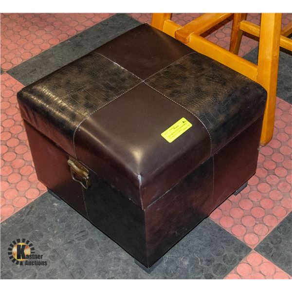 DECORATIVE FAUX SNAKESKIN STORAGE OTTOMAN