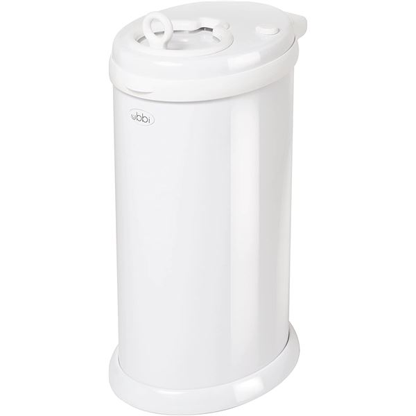 NEW UBBI STEEL DIAPER PAIL, WHITE