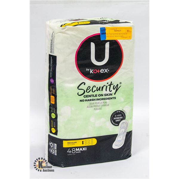 NEW U BY KOTEX 48 PACK OF REG ABSORBANCY MAXI PADS