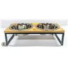 Image 1 : NEW WOOD AND METAL RAISED DUAL PET DISH FEEDER